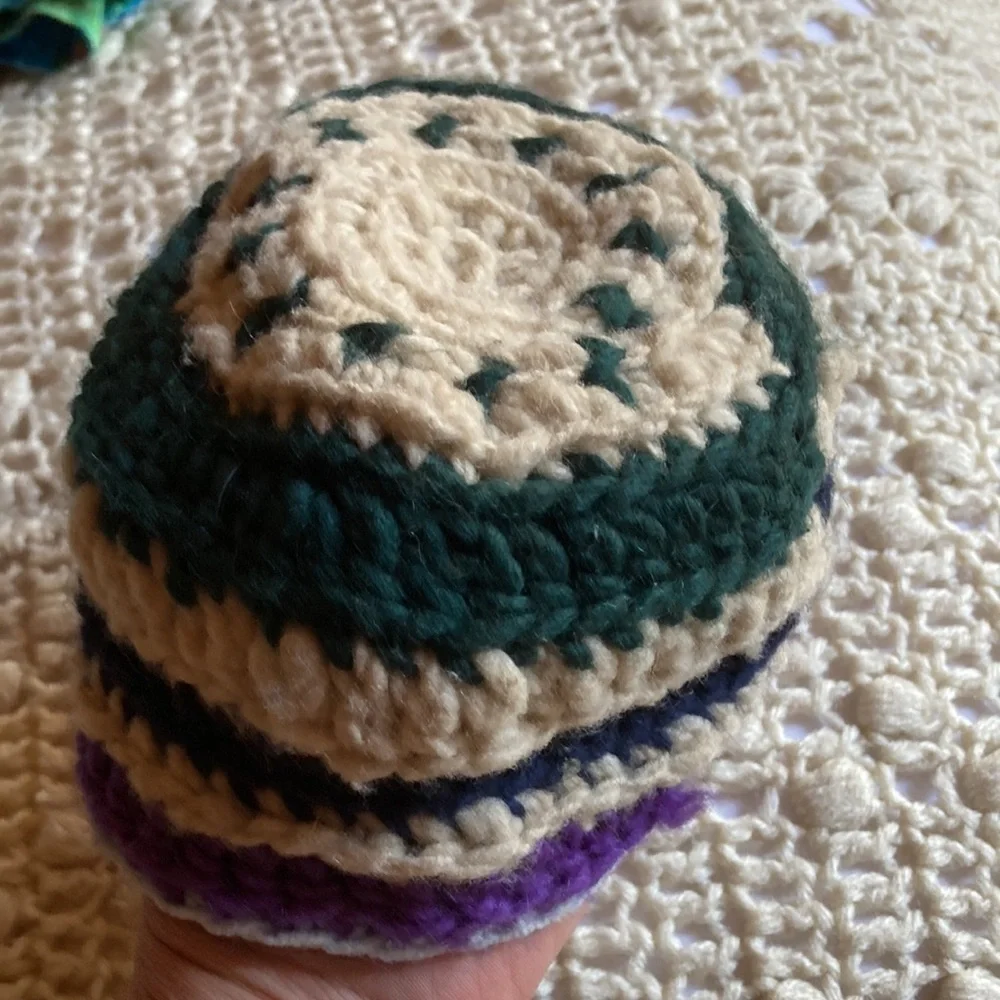 Hand crochet thick beanie with spiral fir child
